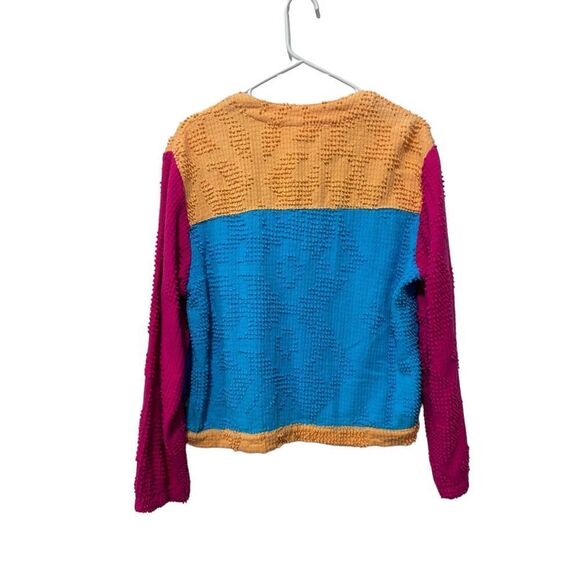 Produce Company Colorblock Textured Long Sleeve Cardigan Jacket Multicolor Large - Picture 6 of 8